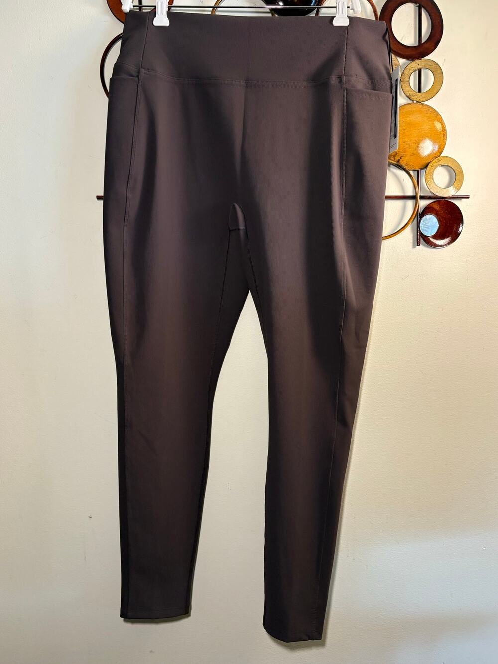 Calia essential women’s high waisted full length brown ribbed leggings xxl